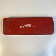 Wards Hawthorne Shot Gun Cleaning Kit Red Metal Antique With Contents 1960,s