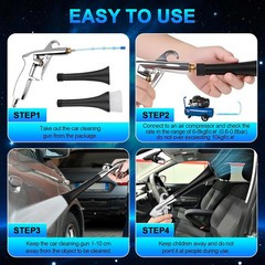 2 Nozzles Air Cleaning Gun, Dry Cleaning Gun Quickly Blasts Dust, Dirt and Grime