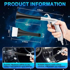 2 Nozzles Air Cleaning Gun, Dry Cleaning Gun Quickly Blasts Dust, Dirt and Grime