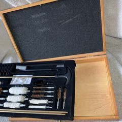 Vintage Outers Gun Cleaning Kit W/ Wood Box Hunting Gun Shooting Cooper Brushes