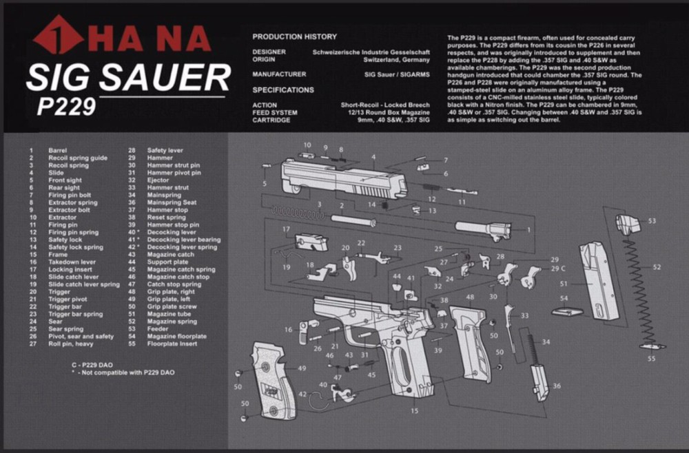 Sig Sauer P229 gun cleaning mat