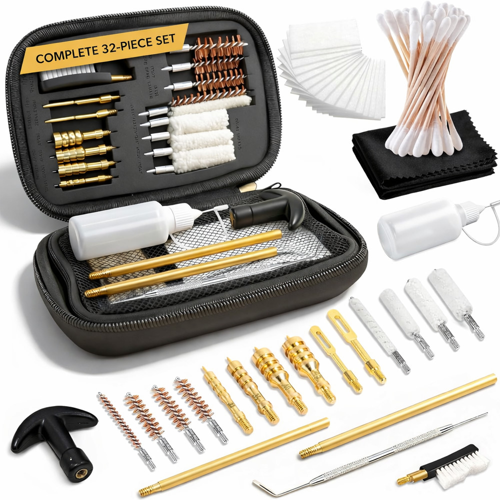 Universal Gun Cleaning Kit for Handguns .22 .357 9mm .40 .45 Cal Case