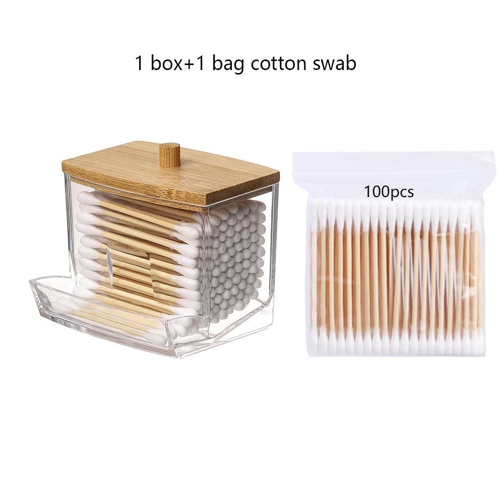 Cotton Swab Storage Box Double Head Buds Container Transparent Square Organize