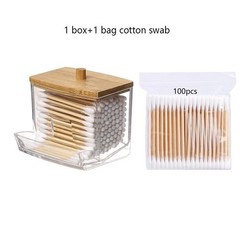 Cotton Swab Storage Box Double Head Buds Container Transparent Square Organize
