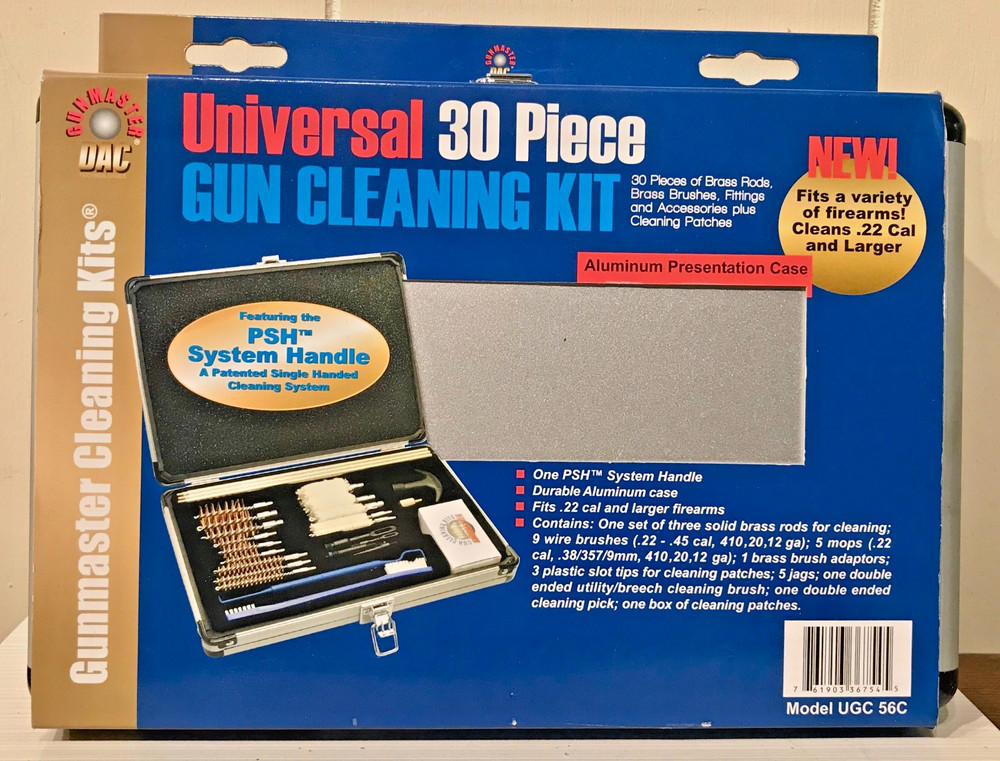 Gunmaster 30 Pc Universal Gun Cleaning Kit Aluminum Case UGC56C New .22 Cal & Up