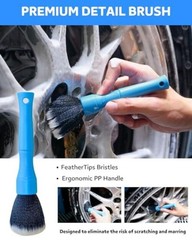 Car Wheel Cleaning Kit: Wheel and Rim Flagged Tip Brush, Bendable Barrel
