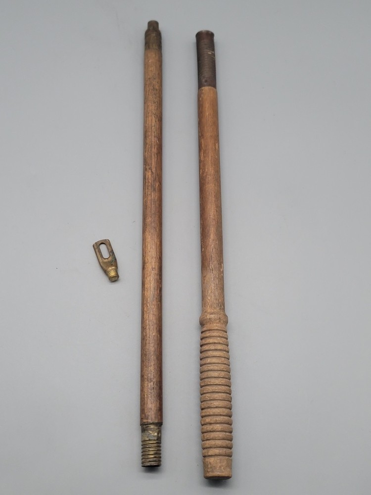 Vintage Antique 25″ Hickory Wood 2-Piece Shotgun Cleaning Rod 1 Brass Fitting