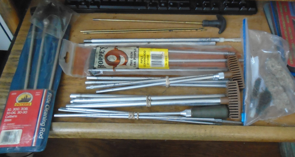 Lot of Vintage Shotgun and Rifle Cleaning Rods and Parts Hoppe’s Outers Misc