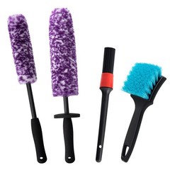 4 Pack Wheel Tire Cleaning Brush Kit Cars Motorcycles RVs Trucks Rim Hub Ultr…