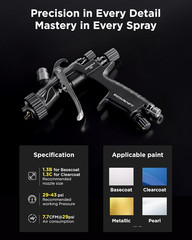 Drizzle Pro LVLP Spray Gun, Precise Low-Overspray Performance with Ultra-Light 3
