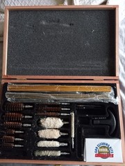 DAC Gunmaster Universal Wooden Box Gun Cleaning Kit – Multi-Caliber Brushes, Rod
