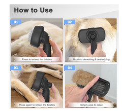 Self Cleaning Shedding Brush for Dogs & Cats, Gentle Deshedding Grooming Tool