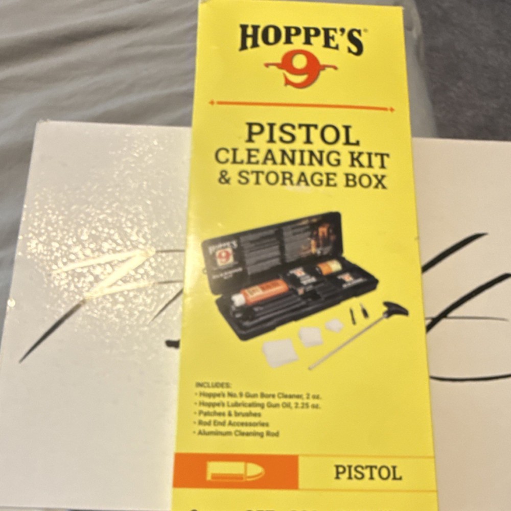 Hoppe’s Pistol Cleaning Kit Yellow With Storage Box for 9mm .357 .380 .38 Cal
