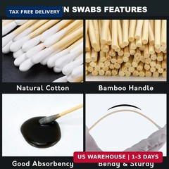PINGMIC Gun Cleaning Supplies – 6″ Long Cotton Swabs and 2″x2″ Cleaning Patches