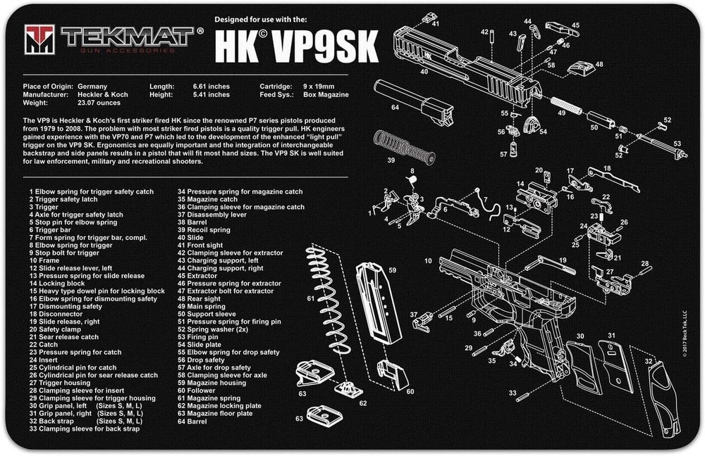 TekMat Original 17″ X 11″ 1/8″ Thick Rifle Maintenance Mat Heckler & Koch