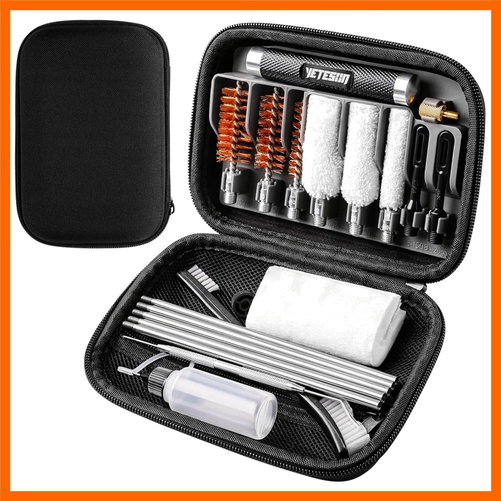 Shotgun Cleaning Kit for 12, 20, 410 Gauge – Compact Portable Case with Bronz…