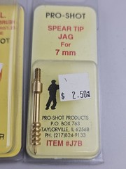 Pro-Shot Benchrest Brush For .50 Cal plus spear tip jag for 7mm