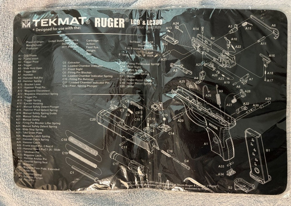 TekMat Bench Mat for Ruger LC9 & LC380
