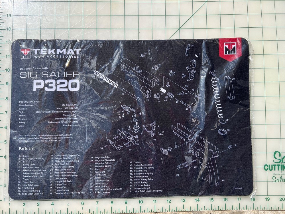 TekMat Ultra Cleaning Mat for use with Sig Sauer P320 Black 17”x11”