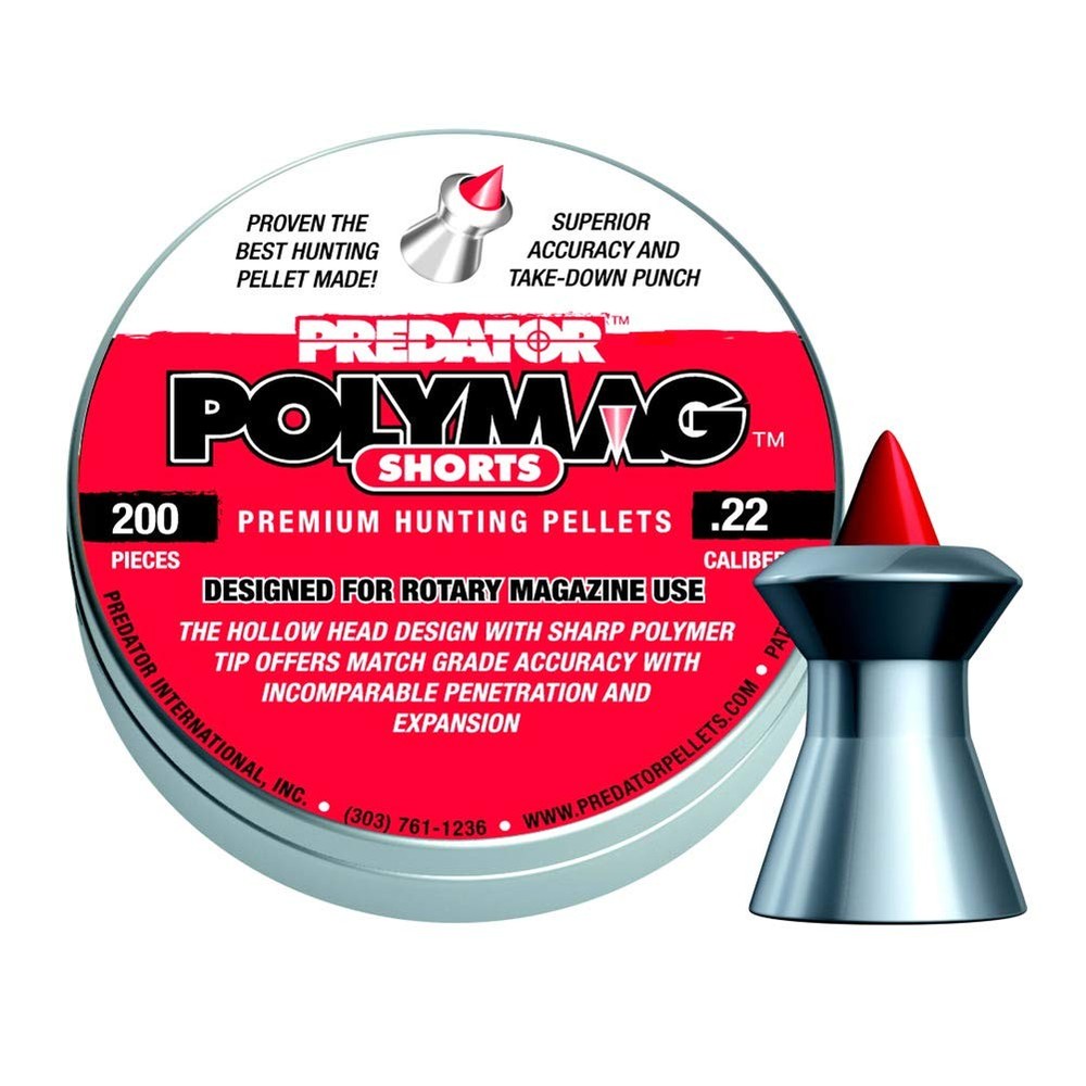 Predator Polymag 1011-01 Short Air Gun Pellets .22 Cal, 16 red