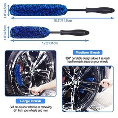12Pcs Wheel Brush Kit for Wheel and Tire Cleaning – Blue – Wheel and Rim Brush