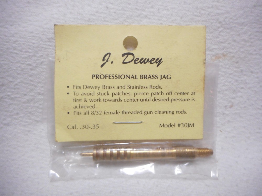 NOS J. Dewey #30JM Brass Rifle Jag Male Thread .30-.35 Caliber 8-32 Male