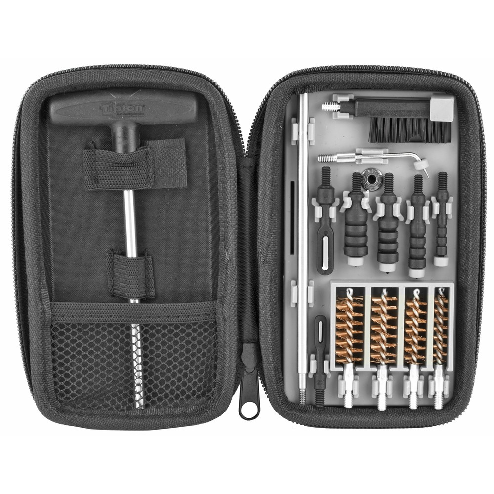 Tipton Compact Pistol Cleaning Kit f/2-45 Cal w/Rod/Brush/Picks Soft Carry Case