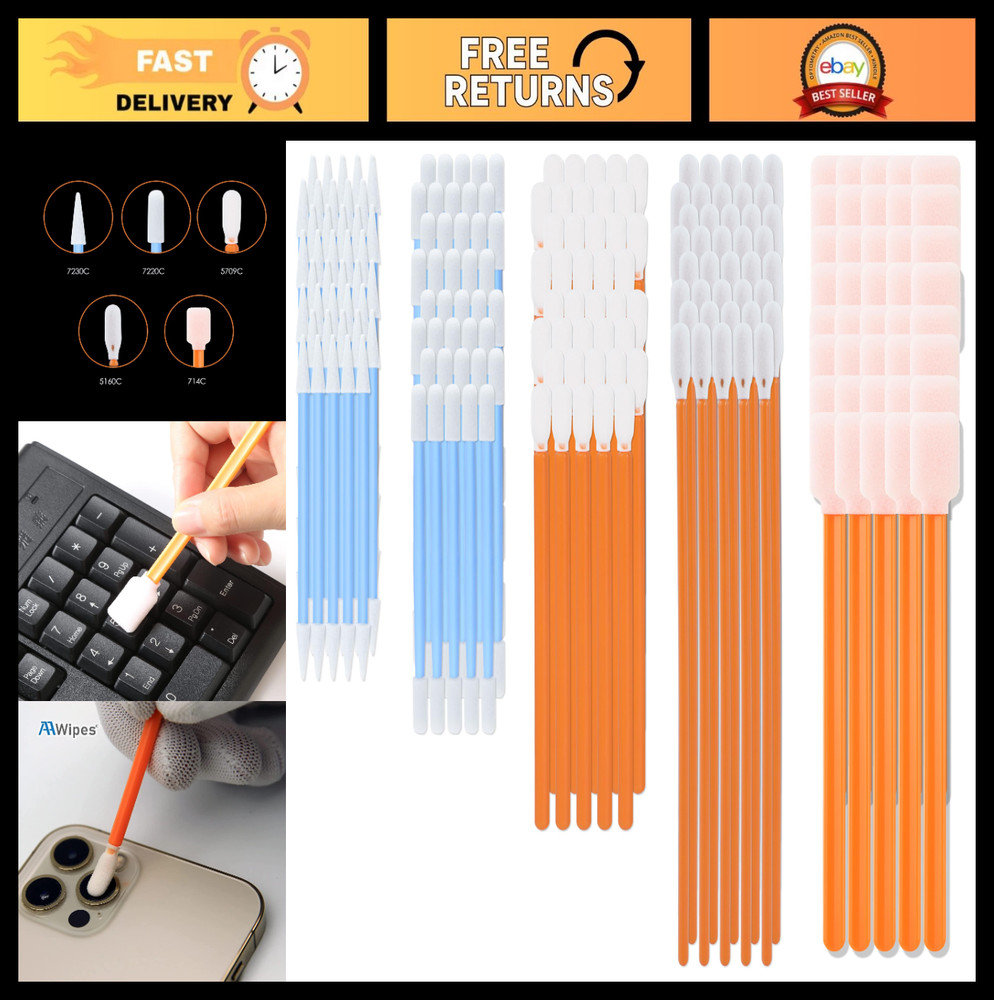 500 Foam Tip Cleaning Swabs Kit – 5 Types for Printers, Cameras, Guns & More