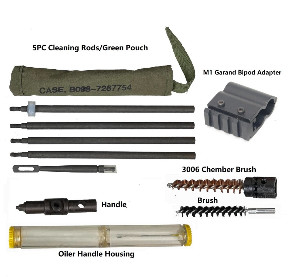 M1 Garand Buttstock Cleaning Kit,Oiler Brush 8-32 TPI Come w Bipod Adapter