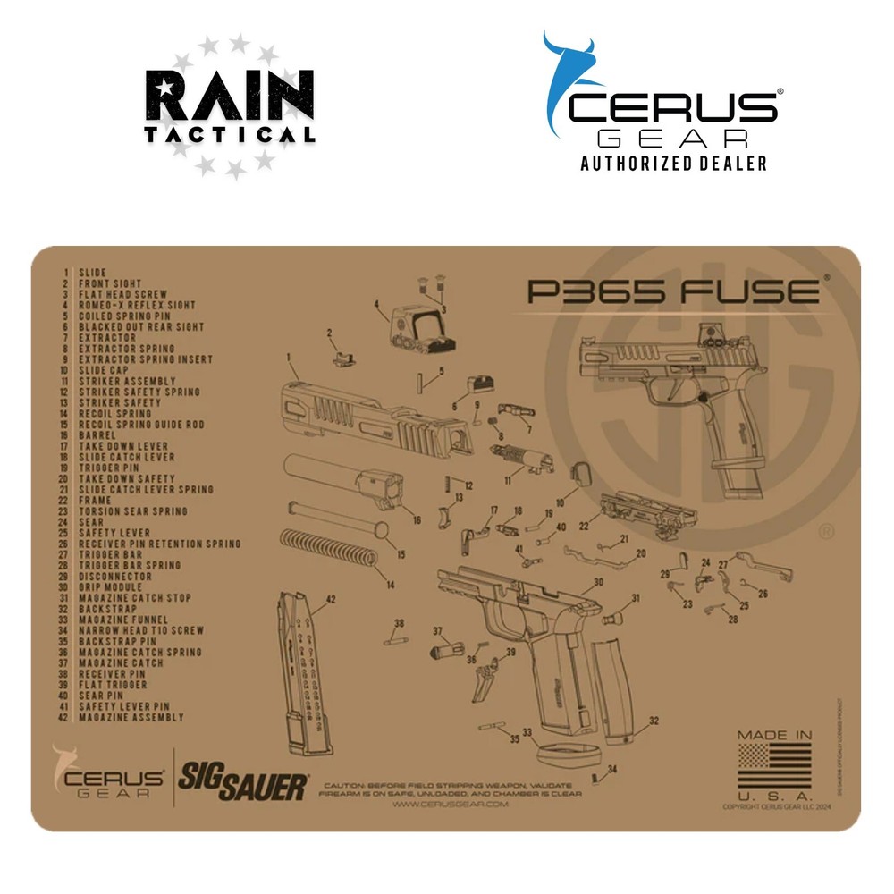 Sig Sauer P365 FUSE Schematic Handgun Mat FDE
