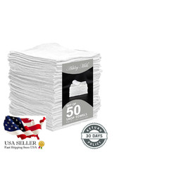 Ashley Mills Cotton Shop Towels Pack Of 50 13X14 In Cleaning Rags Absorbent