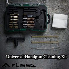 FLISSA 16PC Universal Handgun Cleaning Kit Cleaning Jag Patches Rod Bore Brushes