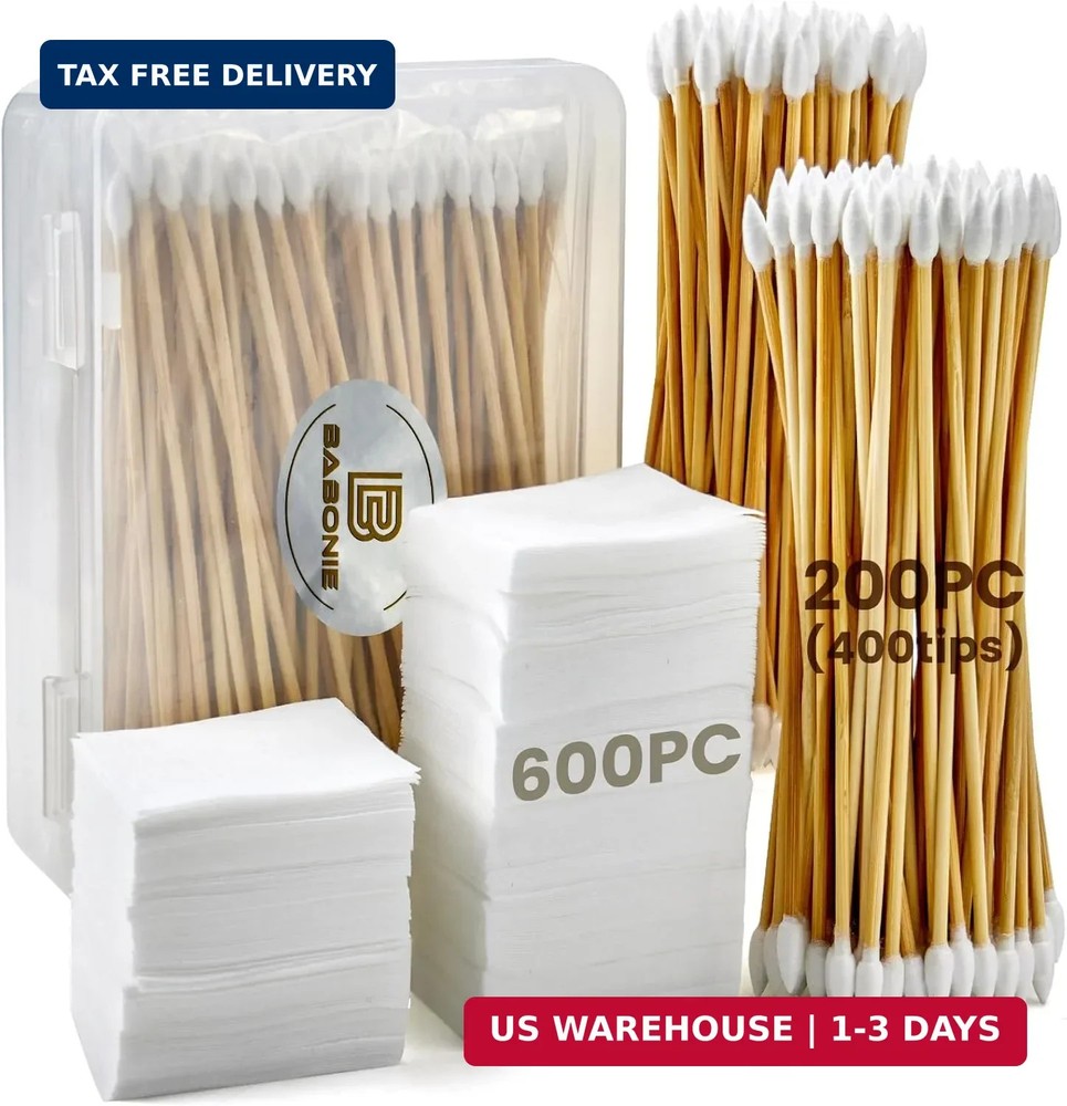 Gun Cleaning Kit Supplies Storage Box 600 Patches 200 Swabs Set