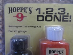 Hoppe’s “1-2-3 Done!” Shotgun Cleaning Kit for 20 gauge with Bore Snake
