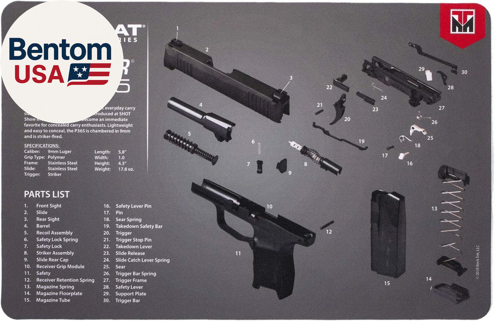 Cleaning Mat for Use with Sig Sauer P365, Black (TEK-17-SIGP365)