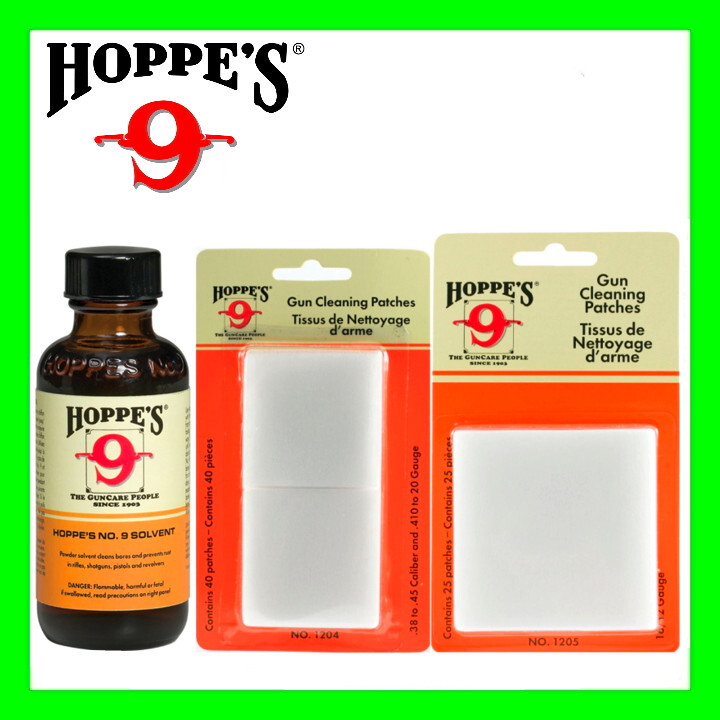 Hoppe’s No.9 Bore Solvent with Cleaning Patches 65ct Rifle, Pistol or Shotgun