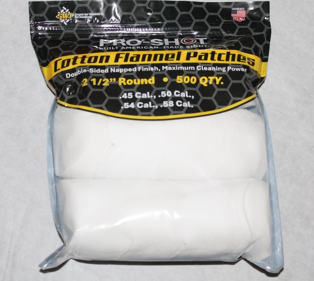 Pro Shot Cotton Cleaning Patches 2 1/2″ Round Black Powder 500 Count $4 shipping
