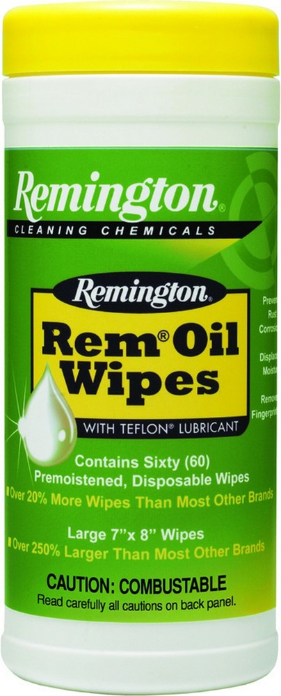Remington Rem-Oil Wipe Canister 7″ x 8″ Patch 60 Count – 18384