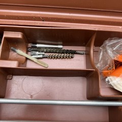 Hoppes 9 Old Vintage Gun Cleaning Kit & Storage Box Nice Orange Hard Case c1980s