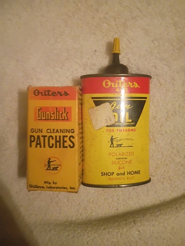 Vintage Outers 445 Gun Oil Tin and Outers Gunslick Cleaning Patches