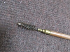 Vtg 3 piece Wood Shotgun Gun Cleaning Rod w/brass bore brush tip