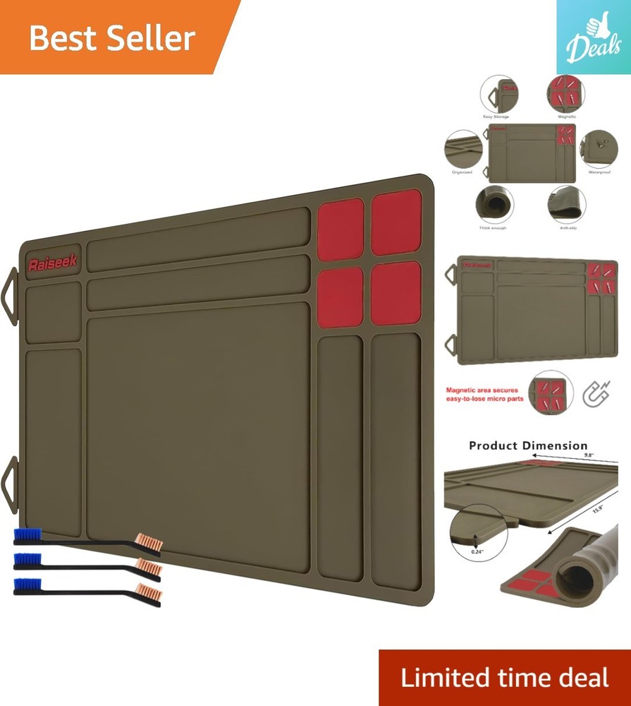 Soft Polymer Gun Cleaning Mat 15.9″ x 9.8″ with Convenient Organizer Tray
