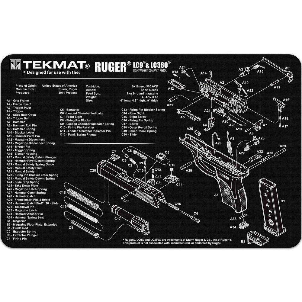 TekMat Original Gun Cleaning Mat – 17″ X 11″ – Ruger LC9
