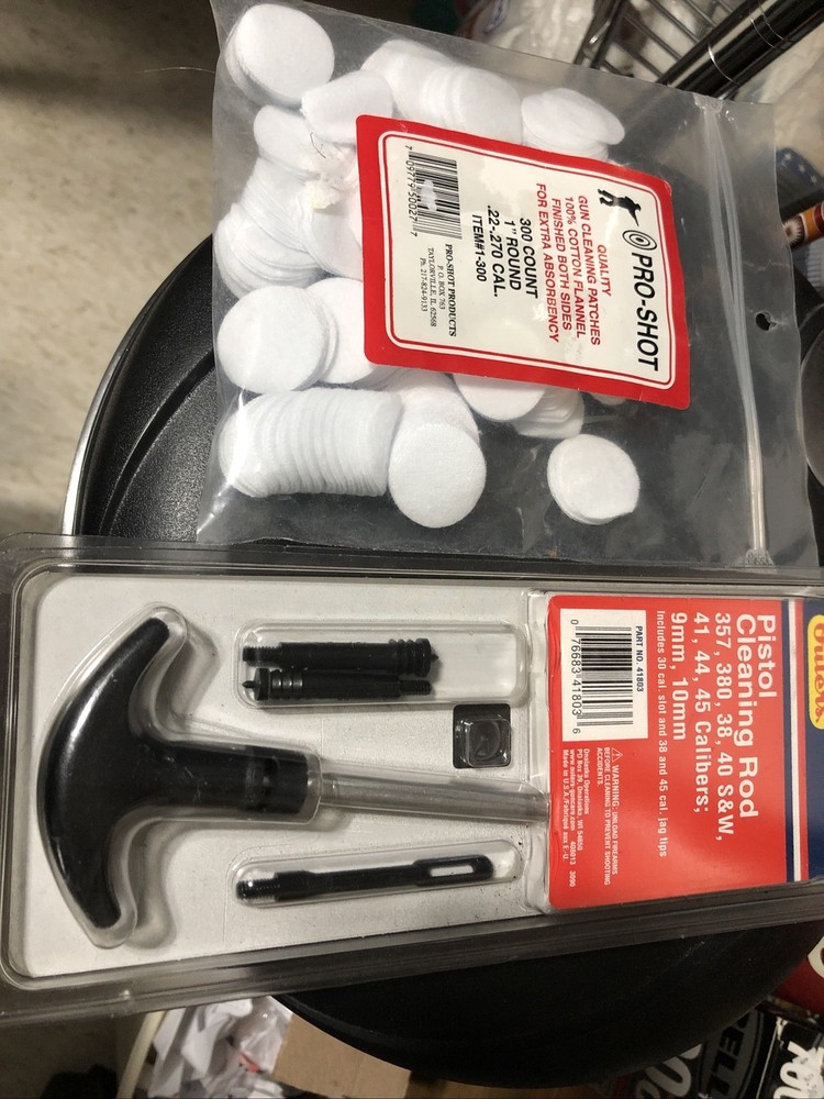 Outers Pistol 1 Piece Cleaning Rod .38 357 40 44 45 Caliber 9mm 10mm 41803-With