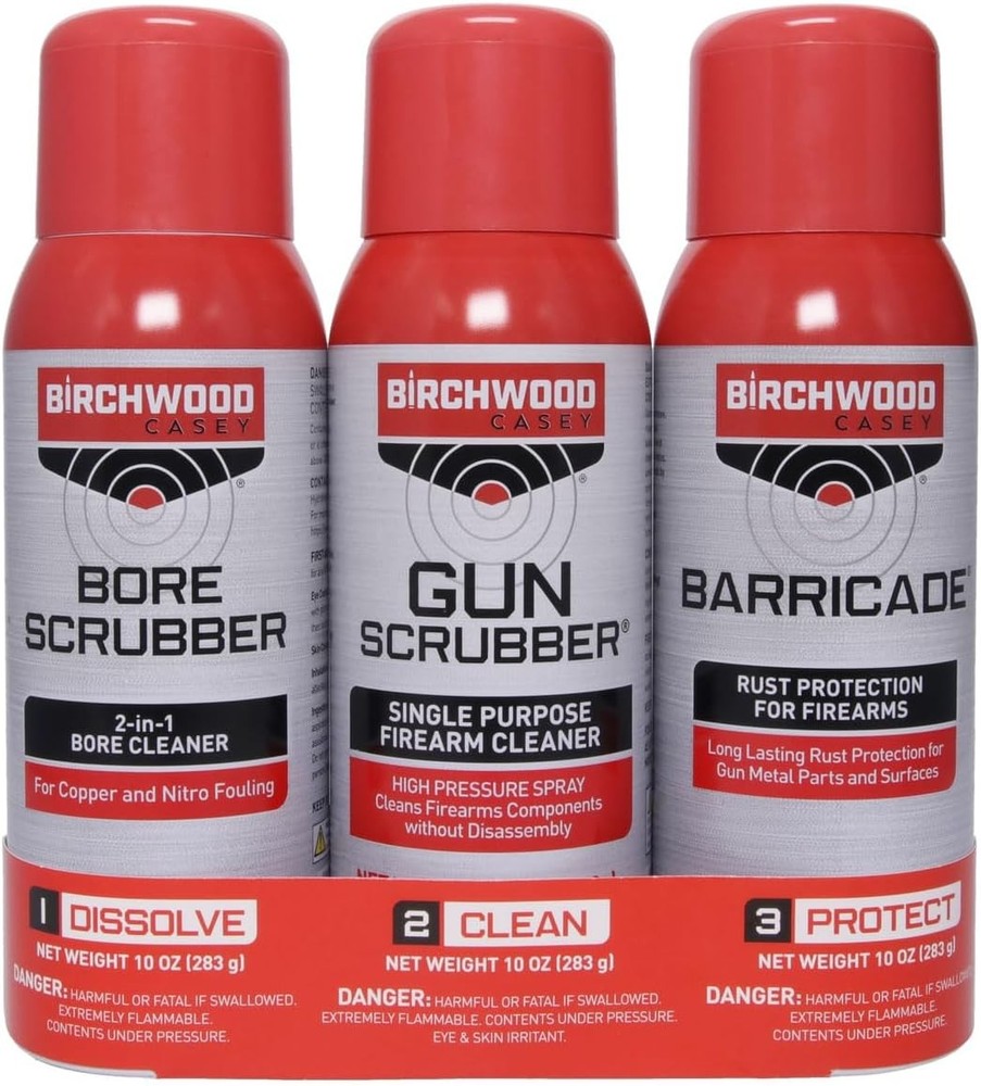 Birchwood Casey 1-2-3 Gun Cleaning Kit – Bore Scrubber, Gun Scrubber & Barricade
