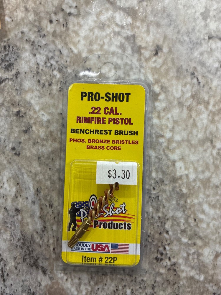 Pro-Shot Bore Brush For .22 Caliber Pistol #8-32 Threads Bronze Bristles – 22P