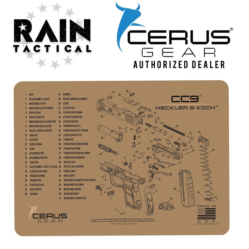 For Heckler & Koch HK CC9 PREMIUM Armorers Cleaning Bench Mat Cerus Gear FDE