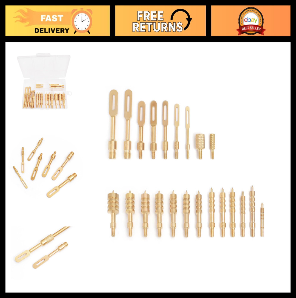 Gun Cleaning Jag Set – Solid Brass Tips for Rifle Maintenance, Storage Case Incl