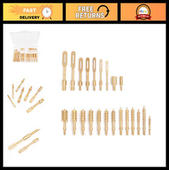 Gun Cleaning Jag Set – Solid Brass Tips for Rifle Maintenance, Storage Case Incl