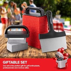 15-Piece Griddle Cleaning Kit, 10 Scouring Pads, 2 Grill Stone Bricks, 15 Piece